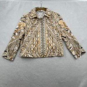 AVERARDO BESSI Women Jacket Full Zip Graphic Print Collared Long Sleeve Size 8